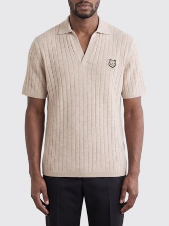 Maison Kitsun&eacute; Polo in maglia di cotone e lino con logo