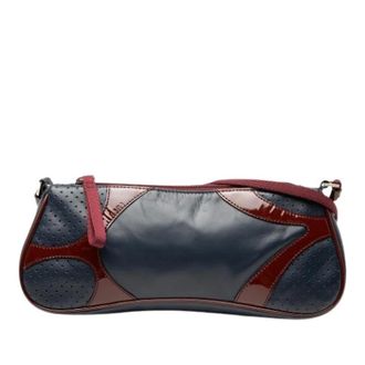 Prada Pre-owned Shoulder Bags, female, Blue, Size: ONE SIZE Pre-owned Vintage Leather Crossbody Bag