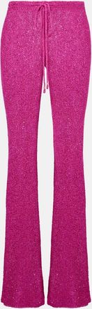 Bananhot Pantaloni flared Liz in maglia con paillettes