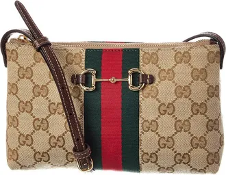Gucci Horsebit Web Gg Canvas & Leather Shoulder Bag