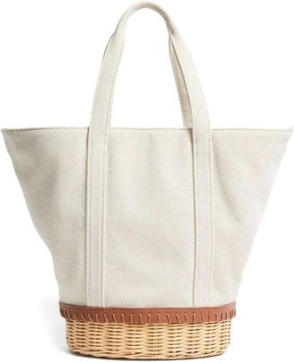 Pamela Munson The Gardener canvas wicker tote bag - Beige