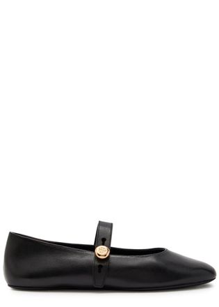 Tory Burch Romy Leather Mary Jane Flats - Black - 10 (IT40.5 / UK7.5)