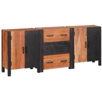 vidaXL vidaXL Credenza 3 pcs Marrone 55 x 30 x 75 cm Legno massello di acacia