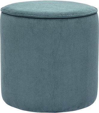 Miliboo Puf Redondo De Terciopelo Acanalado Azul Pato D40 Cm Paul