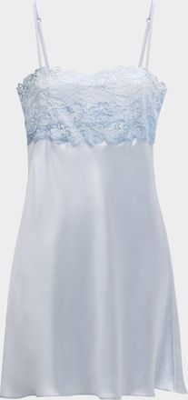 Christine Lingerie Bijoux Lace-Trim Silk Chemise