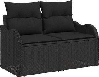 vidaXL Garden Sofa Set with Storage 8 pcs Black Poly rattan vidaXL