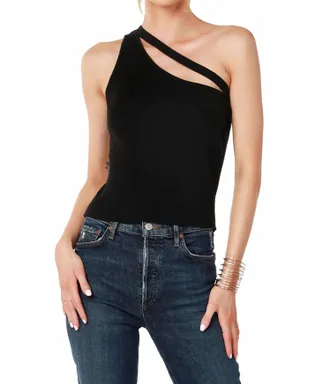 bobi One Shoulder Strap Top In Black