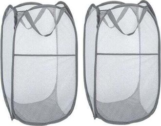OEM Cestas De Ropa [juego De 2] Cestas De Ropa Plegables De Malla, Bolsa De Ropa Plegable Con Asa, Color Gris