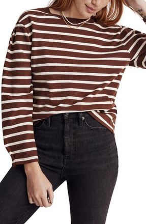 Madewell Pleated Long-Sleeve T-Shirt in Soft Mahogany at Nordstrom, Size X-Small