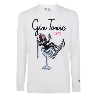 MC2 Saint Barth Heron trui met ronde hals - Heren - Truien - Wit - Maat: S Wol