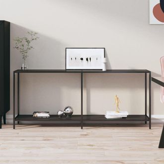 vidaXL Mesa De Consola Vidrio Templado Negro 180x35x75,5 Cm Vidaxl