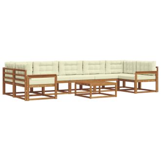 vidaXL Conjunto De Sof&aacute;s De Exterior Con Coj&iacute;n 8 Pcs Natural Y Crema Vidaxl