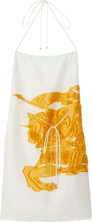 Burberry Equestrian Knight silk-blend dress - women - Polyester/Silk - 12 - White