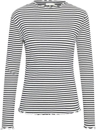 Karen by Simonsen Gestreepte Longsleeve Top Egret/Night Sky - Dames - Longsleeves - Veelkleurig - XS - Tops