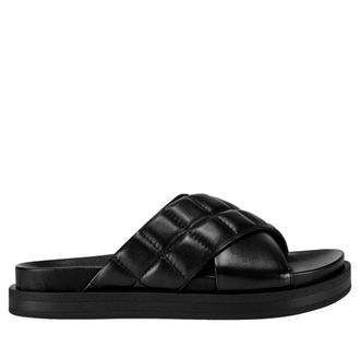 Aerosoles Lina Slide Sandal Black Leather LINA-LTR Womens