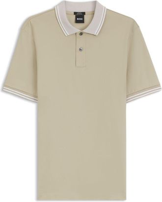 BOSS Stripe-trim slim-fit polo shirt in mercerised cotton