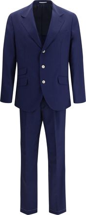 Brunello Cucinelli Mens Single-Breasted Suit Navy Wool (fleece) Suits