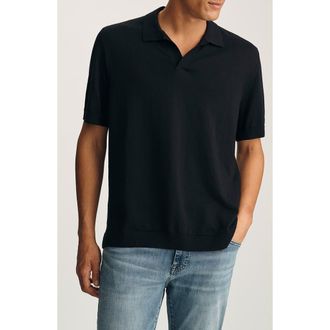 Mavi Short Sleeve Cotton Polo Sweater in Black at Nordstrom, Size X-Large