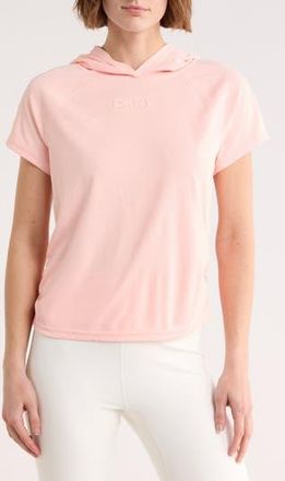 DKNY Ruched Short Sleeve Hooded T-Shirt in Peach Spritz at Nordstrom Rack, Size X-Small