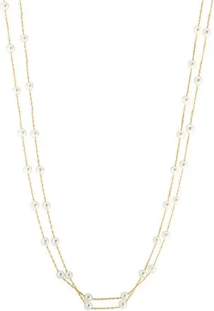 Effy 14K Yellow Gold Freshwater Pearl Double-Strand Necklace in 14K Gold at Nordstrom, Size 36