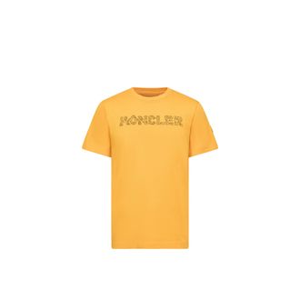 Moncler Moncler Space Embroidered Logo Cotton T-shirt, Men, Yellow, Size: 3xl