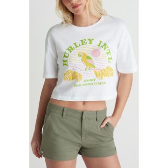 Hurley Find Your Coast Crop Cotton Jersey Graphic T-Shirt in White at Nordstrom Rack, Size X-Large