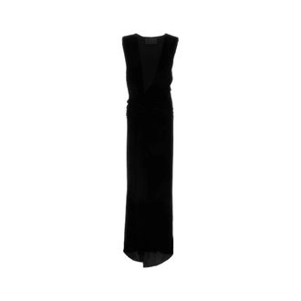 Valentino Garavani Velvet Long Dress - female - Valentino Garavani - Gowns - Black - XS - Dresses