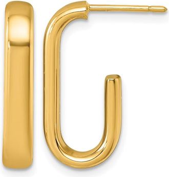 Diamond2Deal 18K Yellow Gold J- Shape Hoop Post Earrings