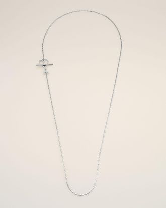 Ami Silver Brass Ami De Coeur Chain Necklace Grey - OS - Unisex