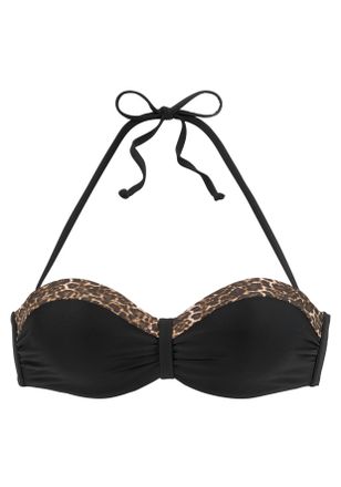 Lascana B&uuml;gel-Bandeau-Bikini-Top LASCANA Adele, Damen, Gr. 34, Cup B, schwarz (schwarz, leo), Recycling-Polyamid, Animalprint, unifarben, Bikini-Oberteile B&uuml;g