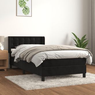 vidaXL Cama Box Spring Con Colch&oacute;n Terciopelo Negro 80x200 Cm Vidaxl