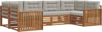 vidaXL Conjunto De Sof&aacute;s De Exterior 6 Uds. Gris Natural Y Claro Vidaxl