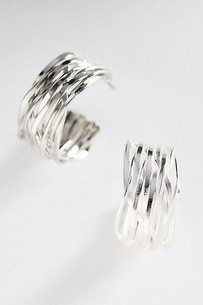 Anthropologie Textured Metal Hoop Earrings