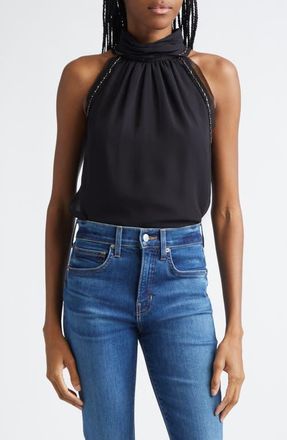Veronica Beard Tanisha Sleeveless Silk Top in Black at Nordstrom, Size 14