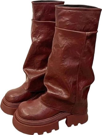 Generic Womens Denim Mid Calf Boots Square Toe Block Heel Designer Style Boots