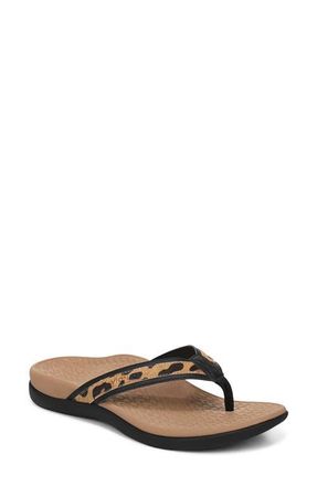 Vionic Tide 2.0 Flip Flop in Black Leopard Suede at Nordstrom, Size 10