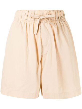 Tekla Popeline pyjamashorts met trekkoord - Beige
