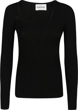 P.A.R.O.S.H. Trui met lange mouwen - Dames - V-hals truien - Zwart - S - Wol - Truien & Vesten