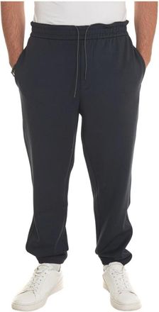 Emporio Armani Stretch Jogger Broek met Strikceintuur - Heren - Sweatpants - Blauw - M - Polyester - Broeken