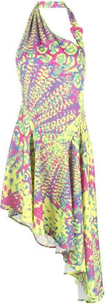 Versace Jeans Couture abstract-print asymmetric-hem dress - women - Acetate/Polyester/Polyester - 38 - Yellow
