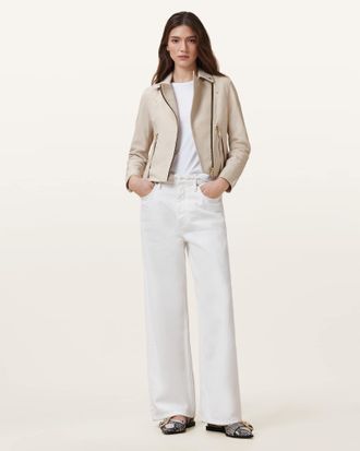 AllSaints Dalby Slim Fit Leather Biker Jacket