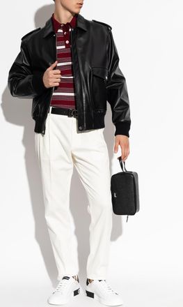 Dolce & Gabbana Polo Shirt With Stripes Pattern, Mens, Burgundy