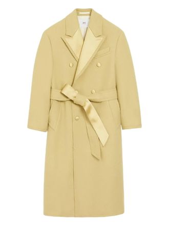 Ami double-breasted wool long coat - Green