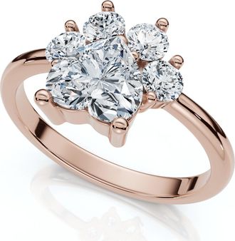 Pompeii3 1 1/3Ct Cat Paw Shape Diamond Ring 14k Gold Lab Grown