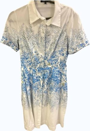 Teri Jon Womens Button Down Collared Dress In White Multi