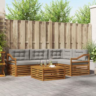 vidaXL Vidaxl Set Di Divani Da Esterno 5 Pz Grigio Naturale E Chiaro