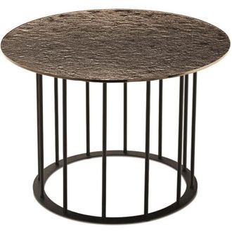Capodarte Capodarte - Tavolino tondo D60 cm con base in metallo Nero e piano in vetro martellato Bronzo mute