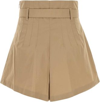Prada Womens Beige Poplin Shorts Kaki Bermuda