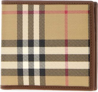 Burberry Mens Printed Canvas Wallet Beige Cotton