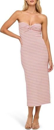 L*Space Lisette Strapless Rib Cover-Up Dress in Ashbury Stripe at Nordstrom, Size Medium